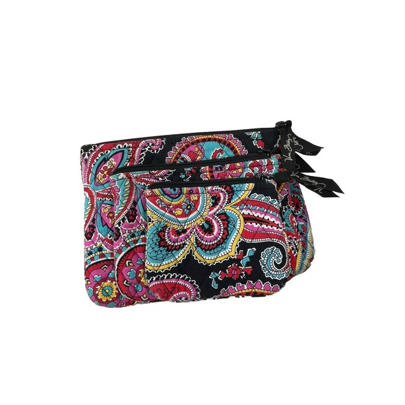 Vera Bradley ZIPPER Travel Set Of 3 Black Parisian Paisley Pattern - Picture 3 of 10